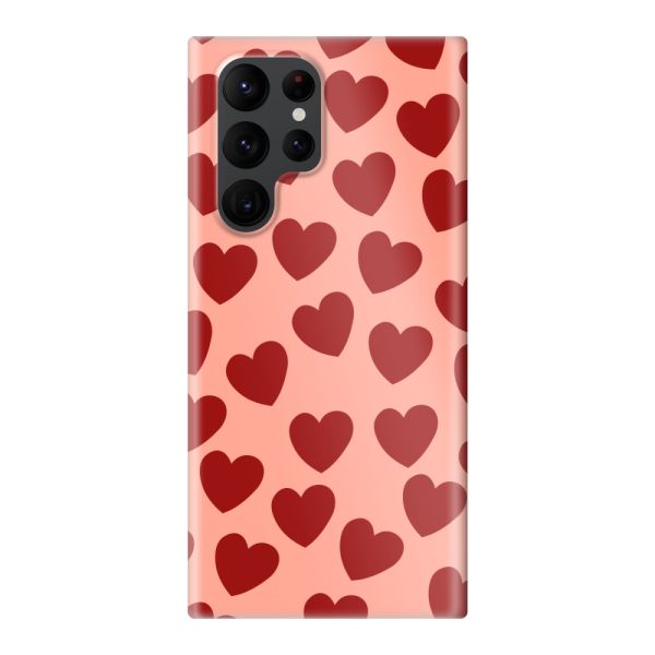 Volledig bedrukt Samsung Galaxy S22 Ultra hard case hoesje met Rode Hartjes