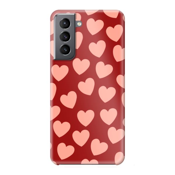 Volledig bedrukt Samsung Galaxy S21 5G hard case hoesje met Lichte Hartjes