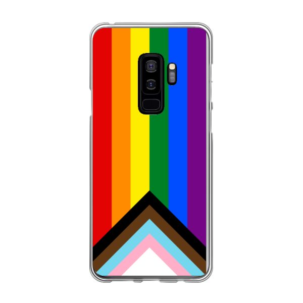 Flexibel Samsung Galaxy S9 Plus hoesje met Regenboog Vlag - Progress Pride Vlag