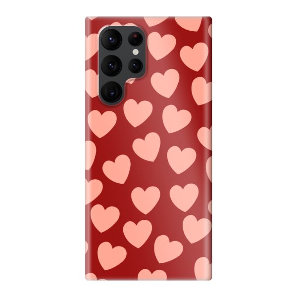 Volledig bedrukt Samsung Galaxy S22 Ultra hard case hoesje met Lichte Hartjes