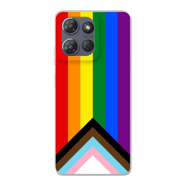 Flexibel Motorola Moto G Power (2025) hoesje met Regenboog Vlag - Progress Pride Vlag