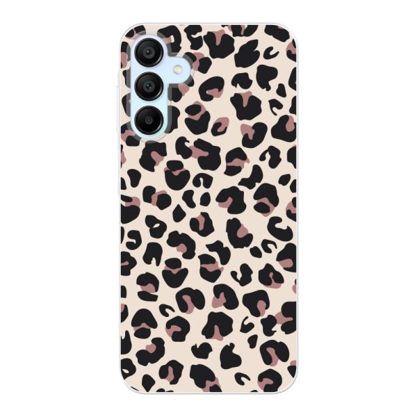 Transparant flexibel Samsung Galaxy A15 hoesje met Panter Print - Beige Luipaardprint