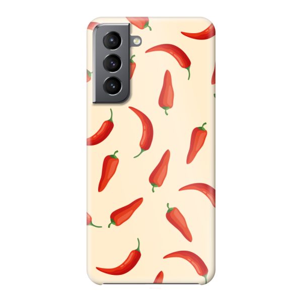 Volledig bedrukt Samsung Galaxy S21 5G hard case hoesje met Rode Pepers - Chili Pepper Patroon