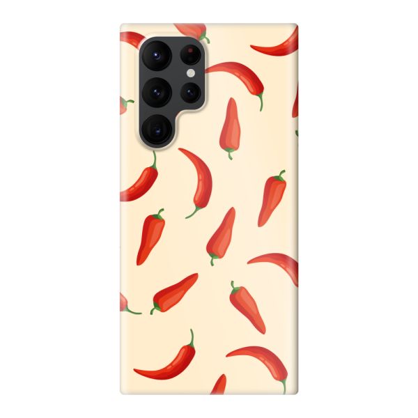 Volledig bedrukt Samsung Galaxy S22 Ultra hard case hoesje met Rode Pepers - Chili Pepper Patroon