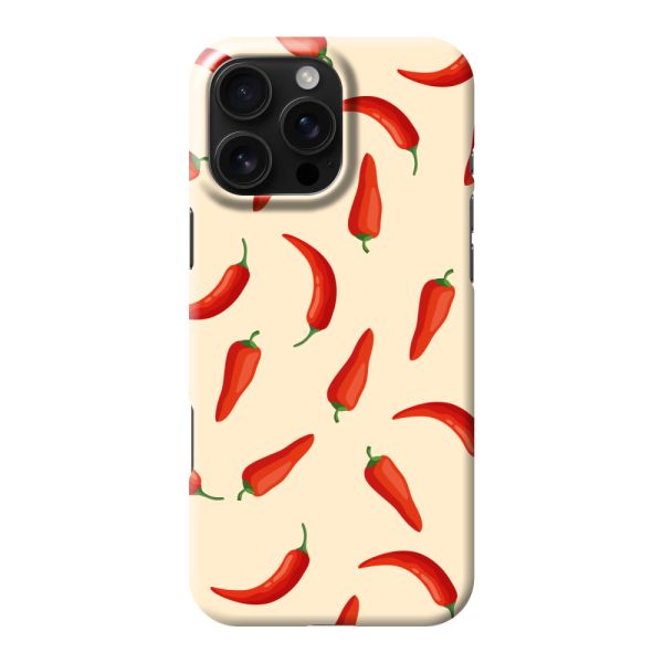 Volledig bedrukt iPhone 16 Pro Max hard case hoesje met Rode Pepers - Chili Pepper Patroon