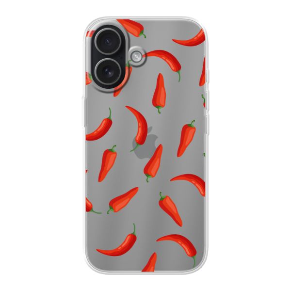 Coque iPhone 17 flexible transparente avec Piments Rouges - Motif Transparent Chili Pepper