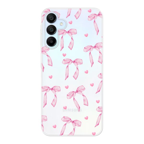 Transparant flexibel Samsung Galaxy A15 hoesje met Roze Strikjes en Hartjes
