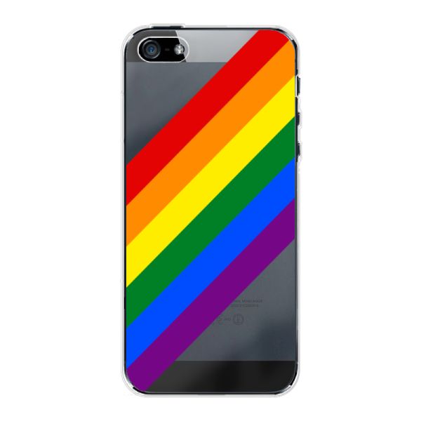 Transparant flexibel iPhone 5 hoesje met Diagonale Regenboog - Pride Strepen