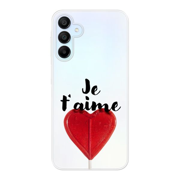 Transparant flexibel Samsung Galaxy A15 hoesje met Hartvormige Lolly - Je t'aime