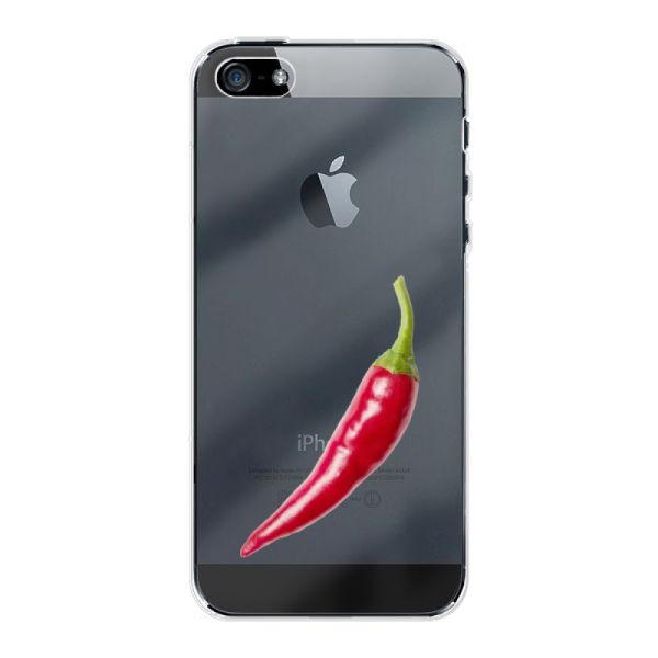 Transparant flexibel iPhone SE (2016) hoesje met Rode Peper - Pittig Design