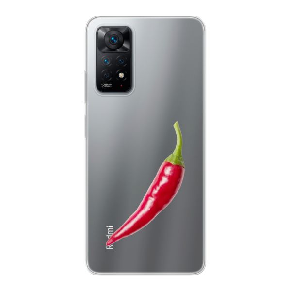 Transparant flexibel Xiaomi Redmi Note 11 Pro hoesje met Rode Peper - Pittig Design