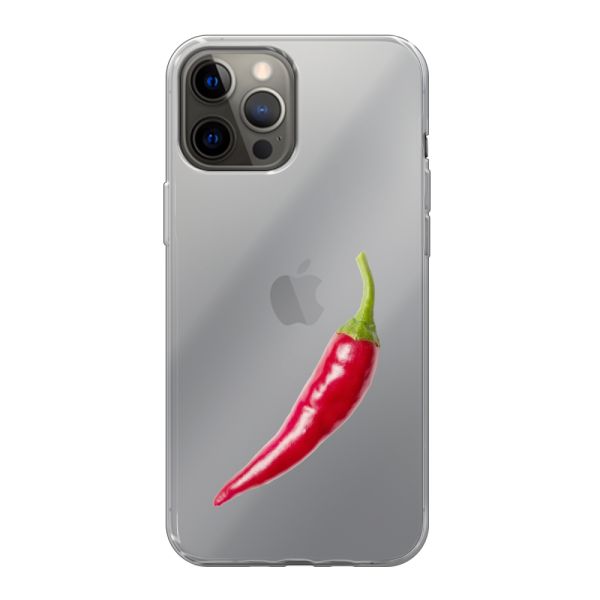 Coque iPhone 12 Pro Max flexible transparente avec piment rouge - Design épicé