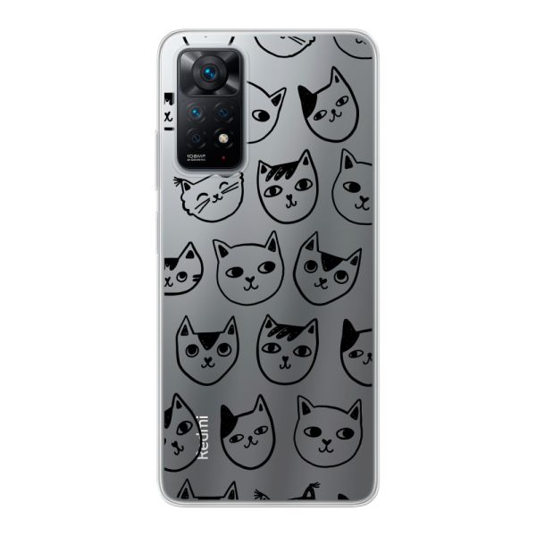 Coque Xiaomi Redmi Note 11 Pro flexible transparente avec têtes de chat - Imprimé chats transparent