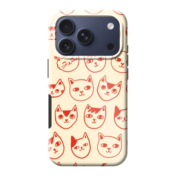 Coque iPhone 17 Pro ultra-résistante avec têtes de chat - Chats rouges sur fond crème
