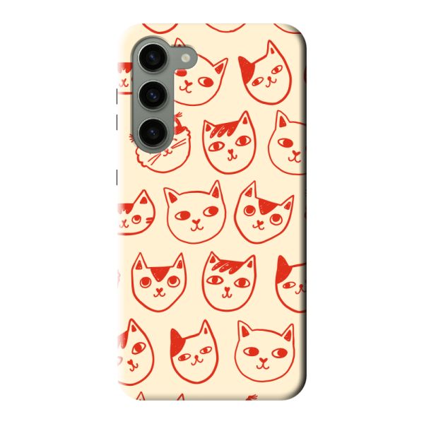 Extra sterk Samsung Galaxy S23 Plus hoesje met kattenkoppen - Rode katten op crème