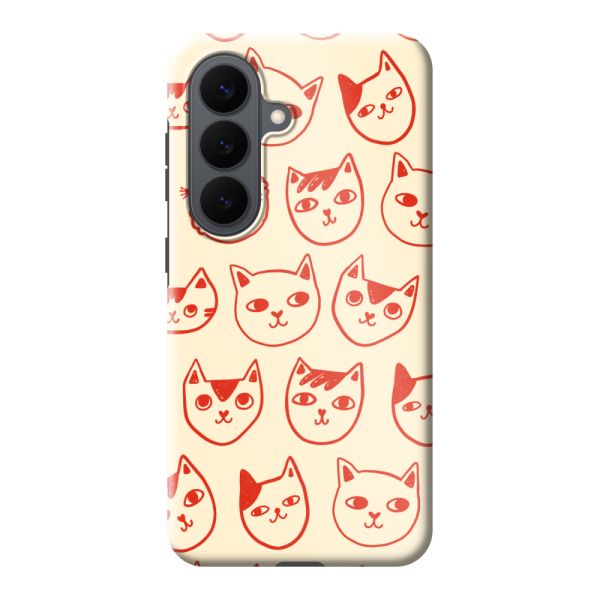 Coque Samsung Galaxy S26 ultra-résistante avec têtes de chat - Chats rouges sur fond crème