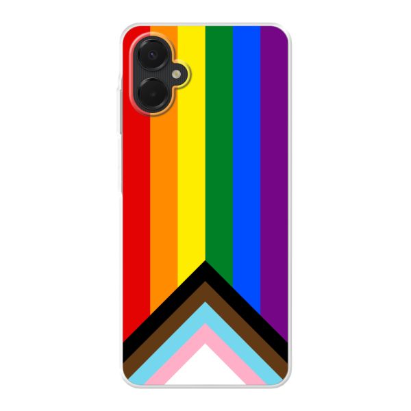 Flexibel Samsung Galaxy A06 5G hoesje met Regenboog Vlag - Progress Pride Vlag