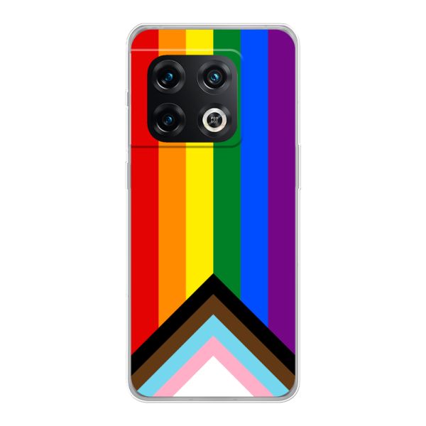Transparente flexible OnePlus 10 Pro Hülle mit Regenbogenfahne - Progress Pride Flagge