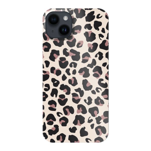 Coque hard case iPhone 14 Plus entièrement imprimée avec imprimé panthère – Imprimé léopard beige rose brillant
