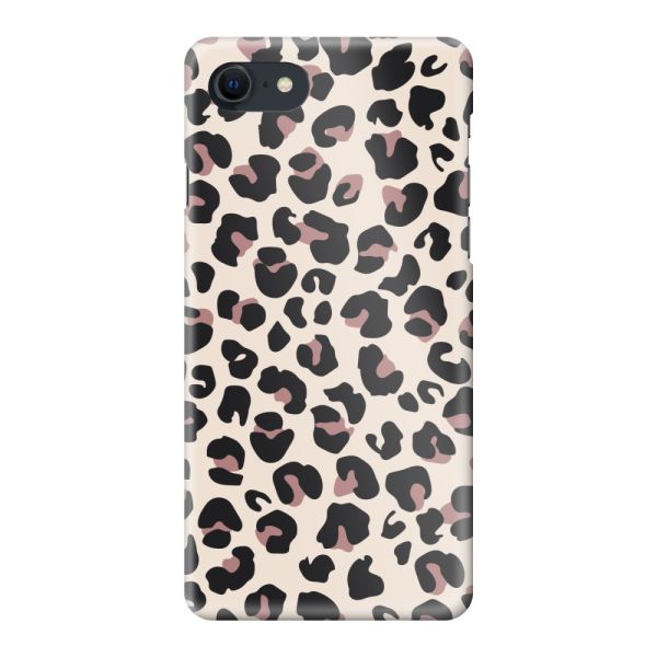 Coque hard case iPhone 7 entièrement imprimée avec imprimé panthère – Imprimé léopard beige rose brillant