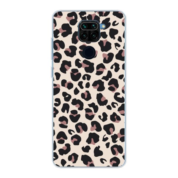 Transparant flexibel Xiaomi Redmi Note 9 hoesje met Panter Print - Beige Luipaardprint