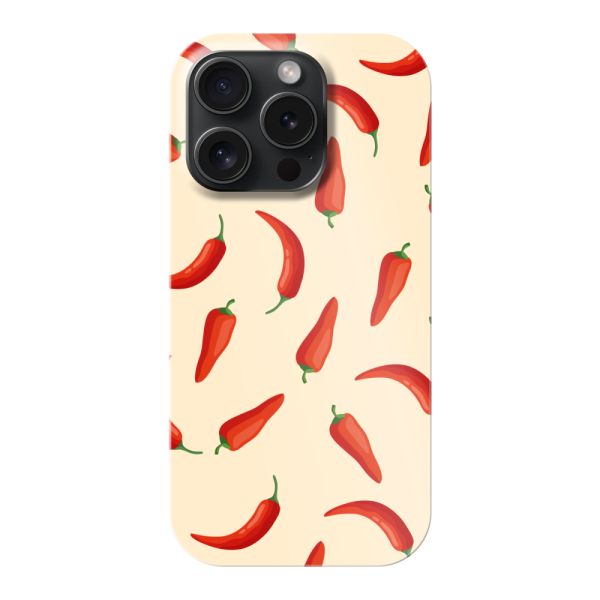 Coque hard case iPhone 15 Pro entièrement imprimée aux piments rouges – Motif Chili Pepper