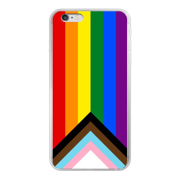 Flexibel iPhone 6 Plus / 6s Plus hoesje met Regenboog Vlag - Progress Pride Vlag