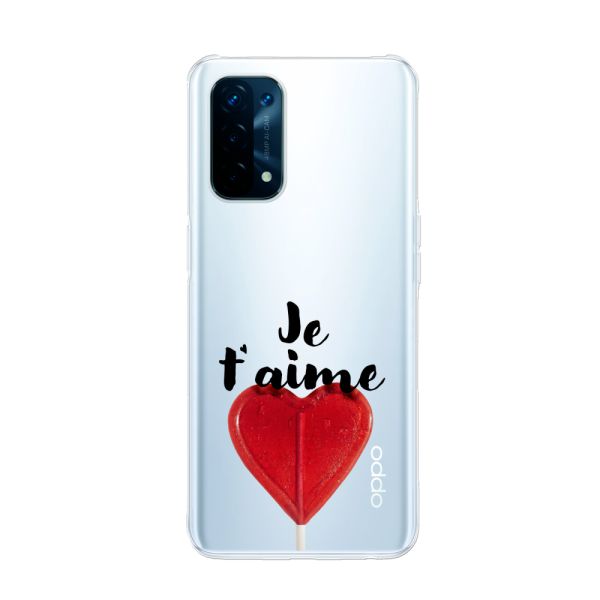 Transparant flexibel Oppo A93 5G hoesje met Hartvormige Lolly - Je t'aime