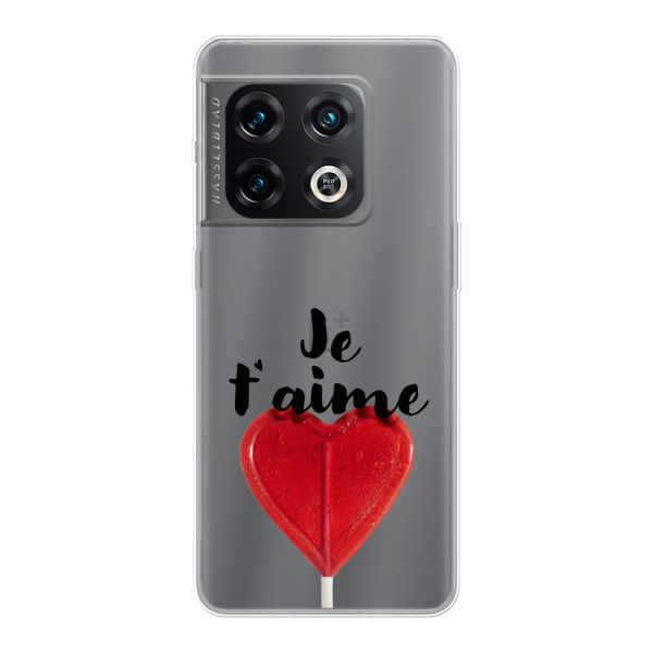 Transparant flexibel OnePlus 10 Pro hoesje met Hartvormige Lolly - Je t'aime