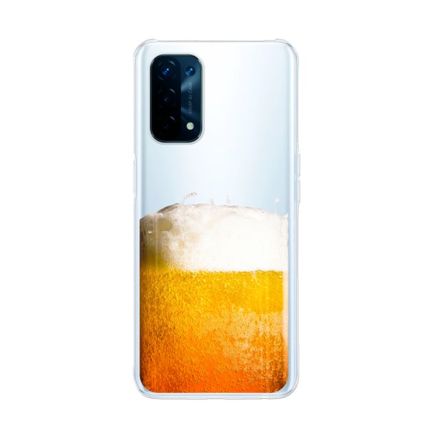 Transparant flexibel Oppo A74 5G hoesje met Vers Getapt Biertje - Bierprint