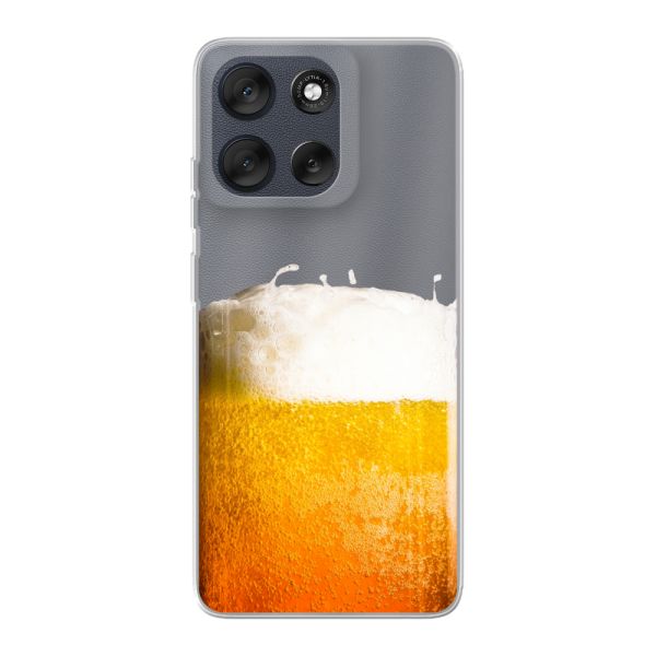 Transparant flexibel Motorola Moto G56 hoesje met Vers Getapt Biertje - Bierprint