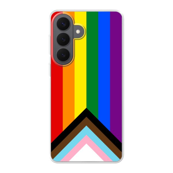 Flexibel Samsung Galaxy S26 Plus hoesje met Regenboog Vlag - Progress Pride Vlag