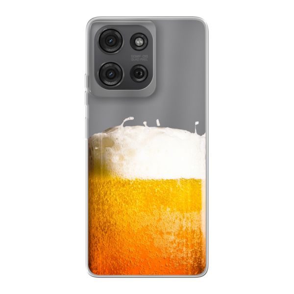 Transparant flexibel Motorola Moto G86 hoesje met Vers Getapt Biertje - Bierprint