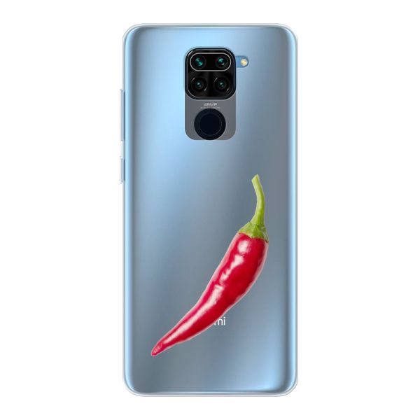 Transparant flexibel Xiaomi Redmi Note 9 hoesje met Rode Peper - Pittig Design