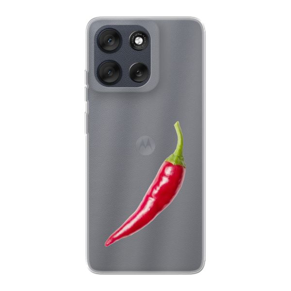 Transparant flexibel Motorola Moto G56 hoesje met Rode Peper - Pittig Design