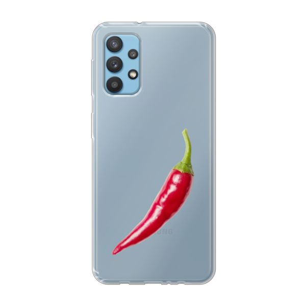 Transparant flexibel Samsung Galaxy A32 4G hoesje met Rode Peper - Pittig Design