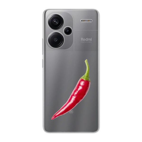 Transparant flexibel Xiaomi Redmi Note 13 Pro+ hoesje met Rode Peper - Pittig Design