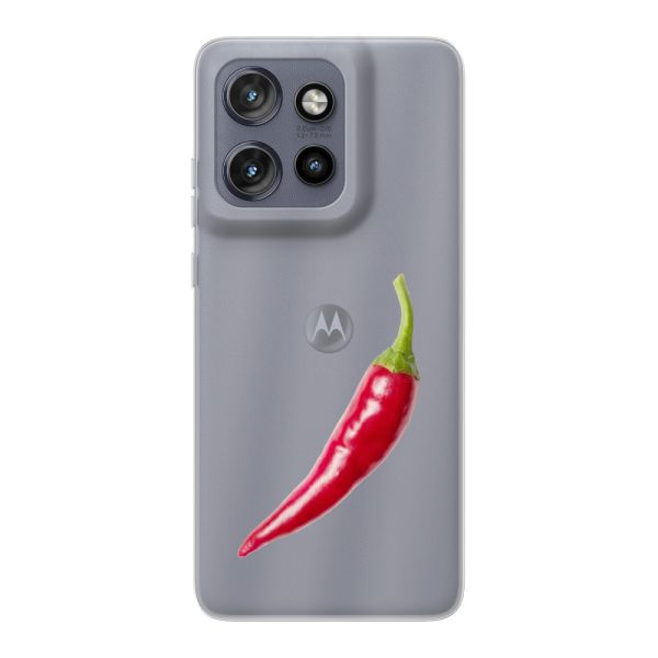 Transparant flexibel Motorola ThinkPhone 25 hoesje met Rode Peper - Pittig Design