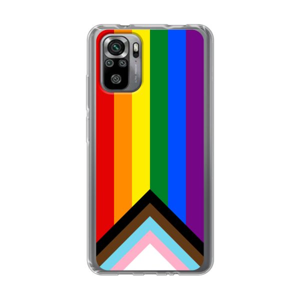 Flexibel Xiaomi Redmi Note 10 / Note 10S hoesje met Regenboog Vlag - Progress Pride Vlag