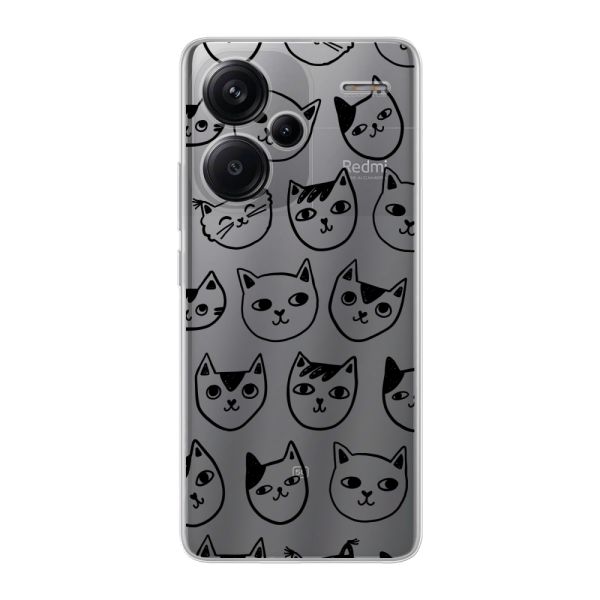 Coque Xiaomi Redmi Note 13 Pro+ flexible transparente avec têtes de chat - Imprimé chats transparent