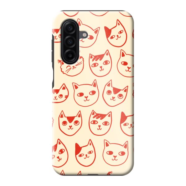 Coque Samsung Galaxy A17 4G ultra-résistante avec têtes de chat - Chats rouges sur fond crème