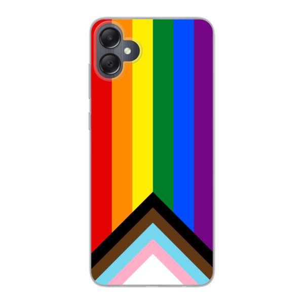 Flexibel Samsung Galaxy A05 hoesje met Regenboog Vlag - Progress Pride Vlag