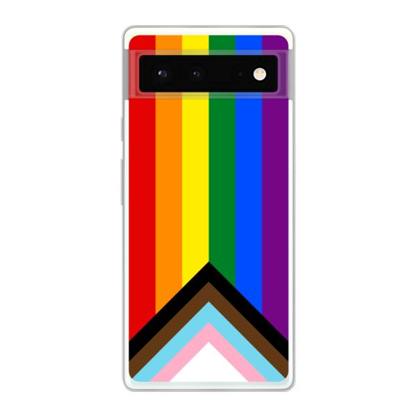 Coque Google Pixel 6 flexible transparente avec Drapeau arc-en-ciel - Drapeau Progress Pride