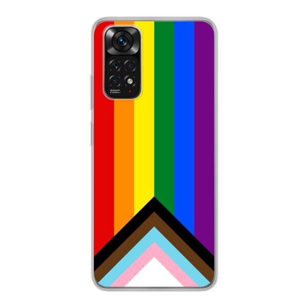 Transparente flexible Xiaomi Redmi Note 11 Hülle mit Regenbogenfahne - Progress Pride Flagge