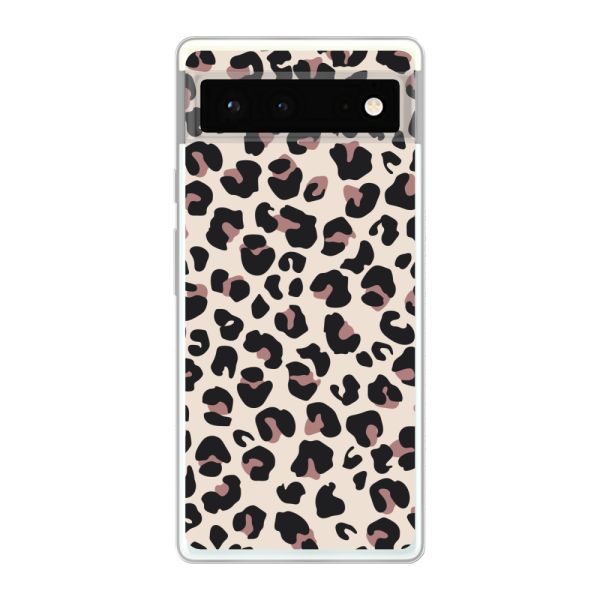 Transparant flexibel Google Pixel 6 hoesje met Panter Print - Beige Luipaardprint