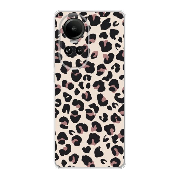 Coque Oppo Reno 10 flexible transparente avec imprimé panthère – léopard beige