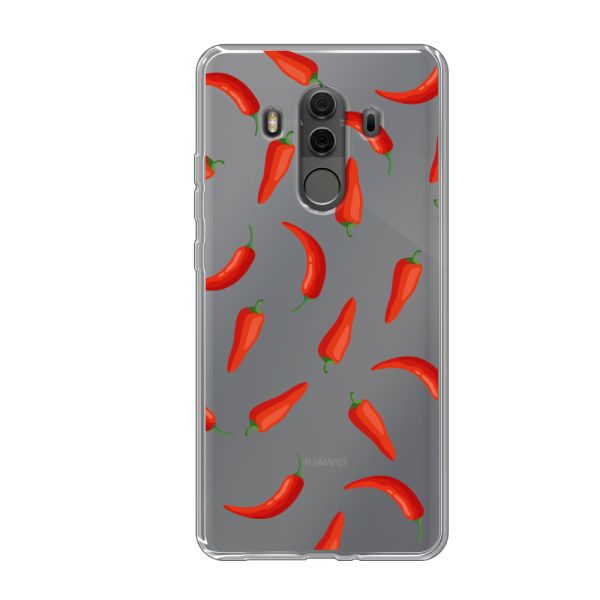 Transparant flexibel Huawei Mate 10 Pro hoesje met Rode Pepers - Transparant Chili Pepper Patroon