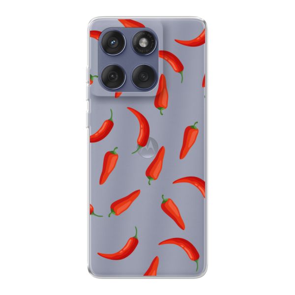 Transparant flexibel Motorola Edge 60 hoesje met Rode Pepers - Transparant Chili Pepper Patroon