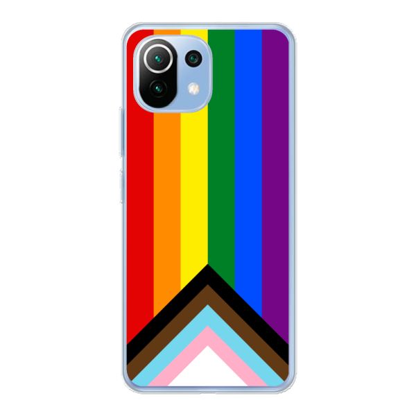 Flexibel Xiaomi 11 Lite 5G NE hoesje met Regenboog Vlag - Progress Pride Vlag