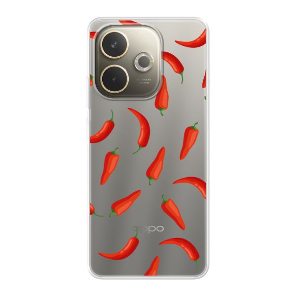 Coque Oppo A5 Pro flexible transparente avec Piments Rouges - Motif Transparent Chili Pepper